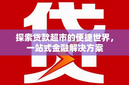 柳林探索贷款超市的便捷世界，一站式金融解决方案