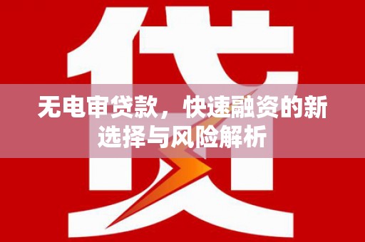 柳林无电审贷款，快速融资的新选择与风险解析
