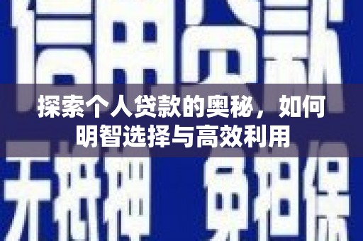 柳林探索个人贷款的奥秘，如何明智选择与高效利用